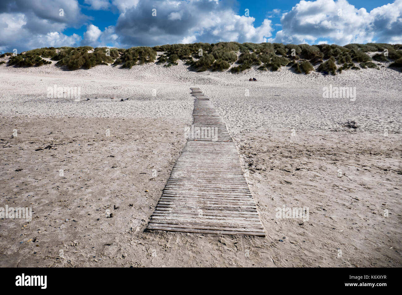 Dunes with pathway at the Danish North Sea coast in Henne Stock Photo