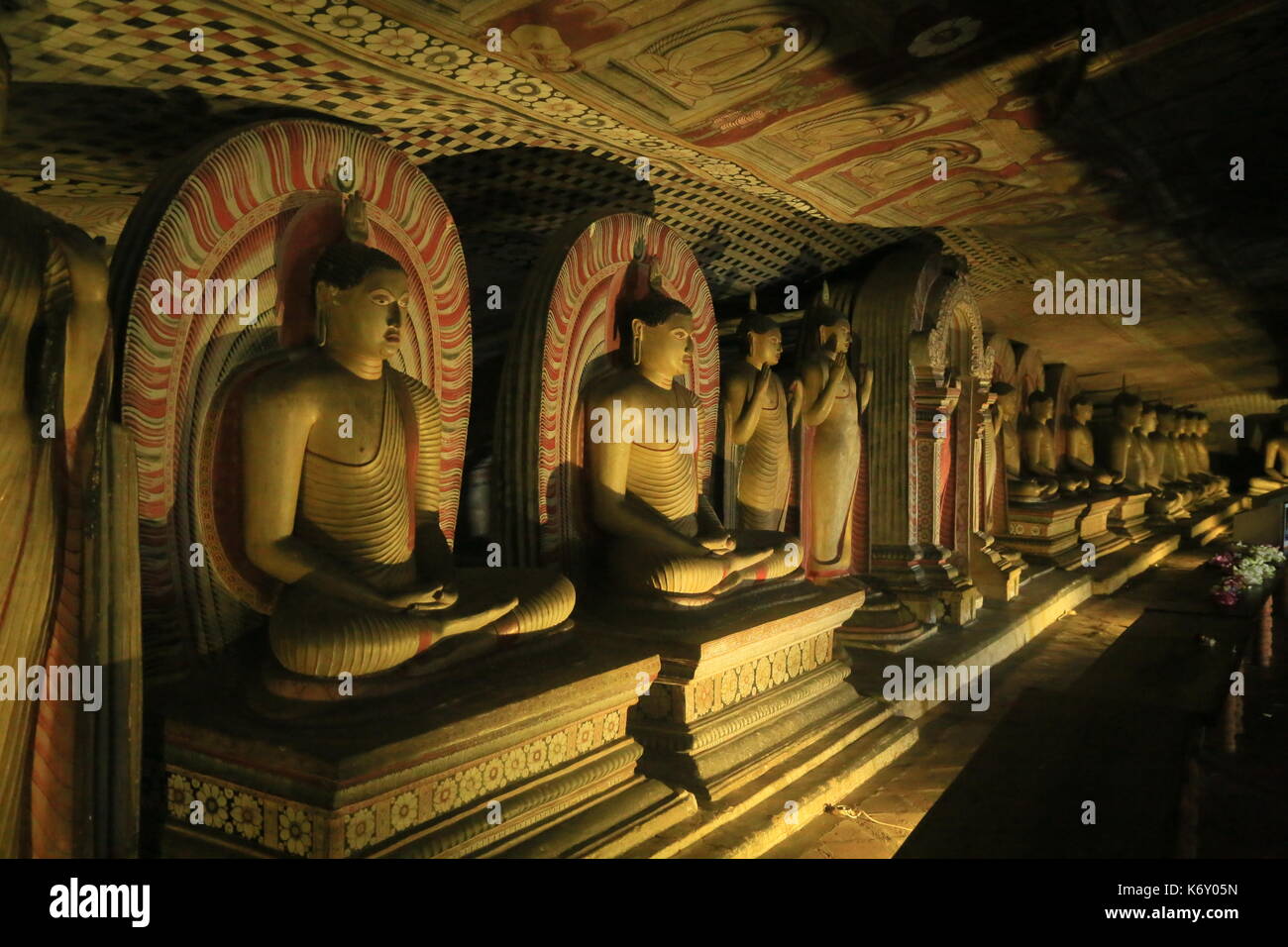 Dambulla Cave Temple, Sri Lanka, Statues inside the cave temple Stock Photo