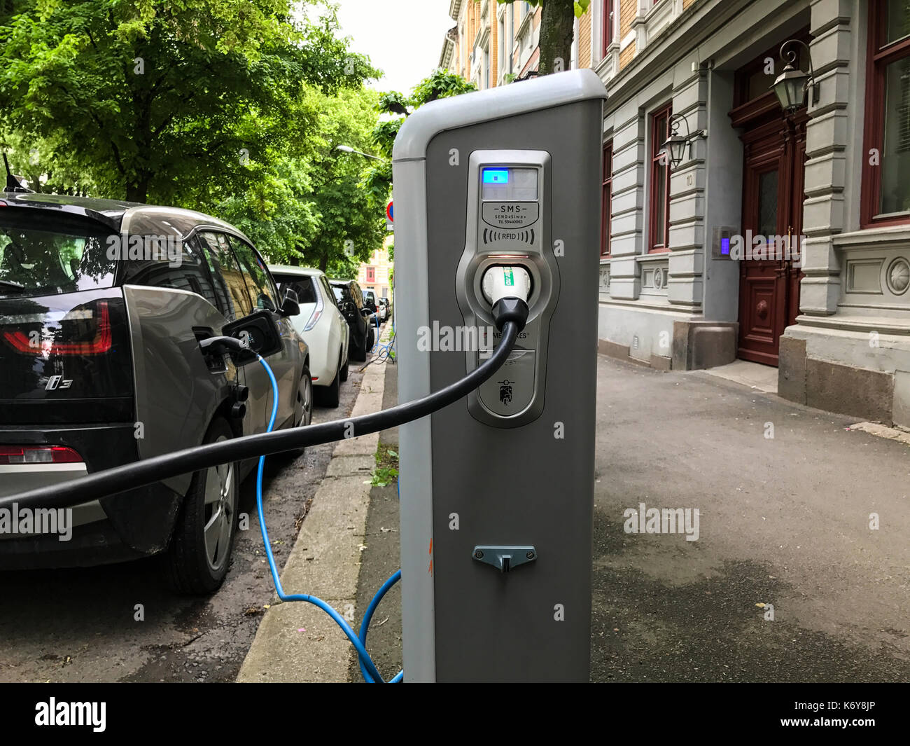 Electric car charging station in Oslo Stock Photo Alamy
