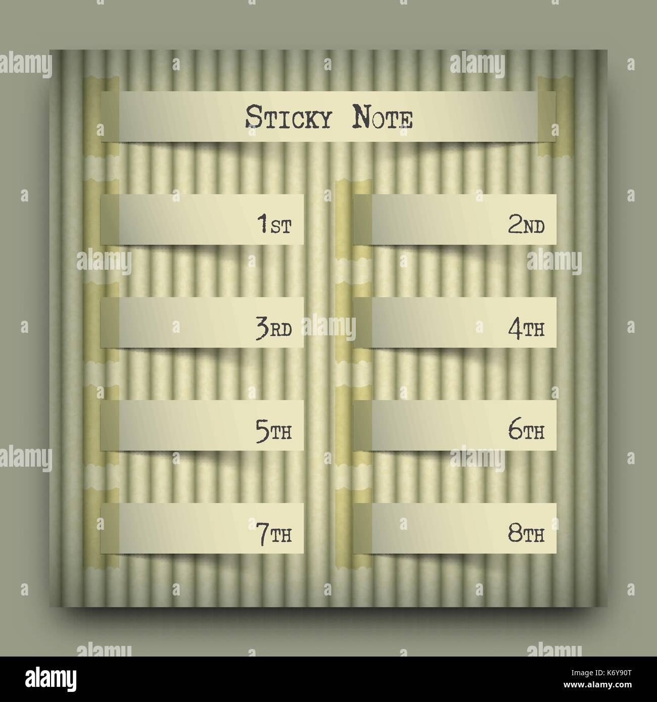 Sticky note on cardboard . Vector . it look like float from background . Stock Vector