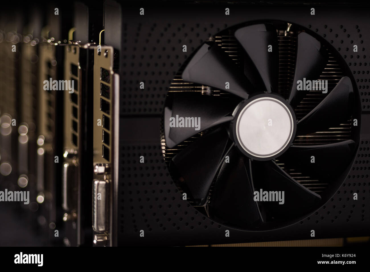 Cryptocurrency Mining Rig Farm Using Computer Graphic Cards Stock Photo