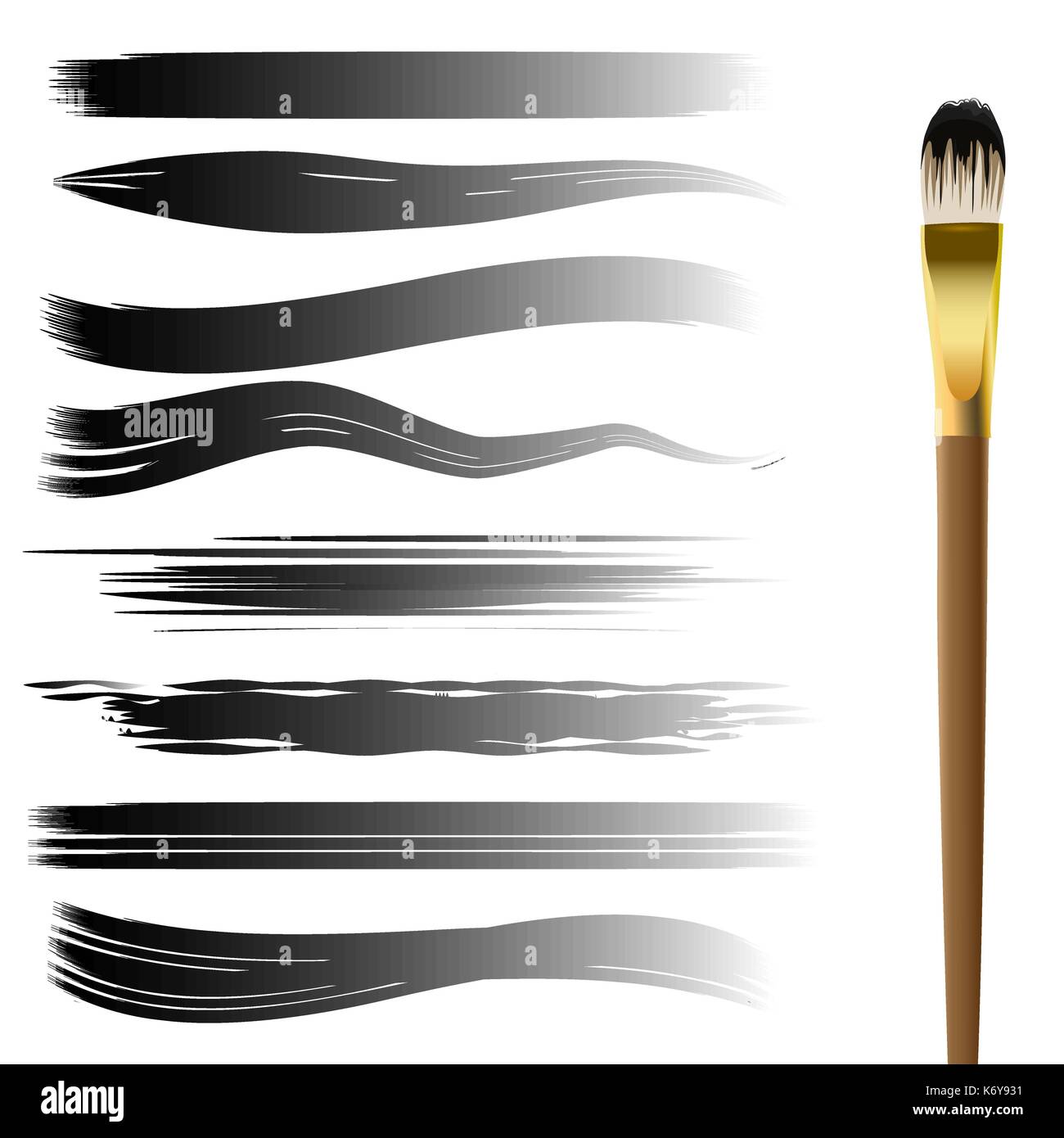 Set of brush strokes collection. Vector hand drawn brushes for your design isolated on white. Stock Vector
