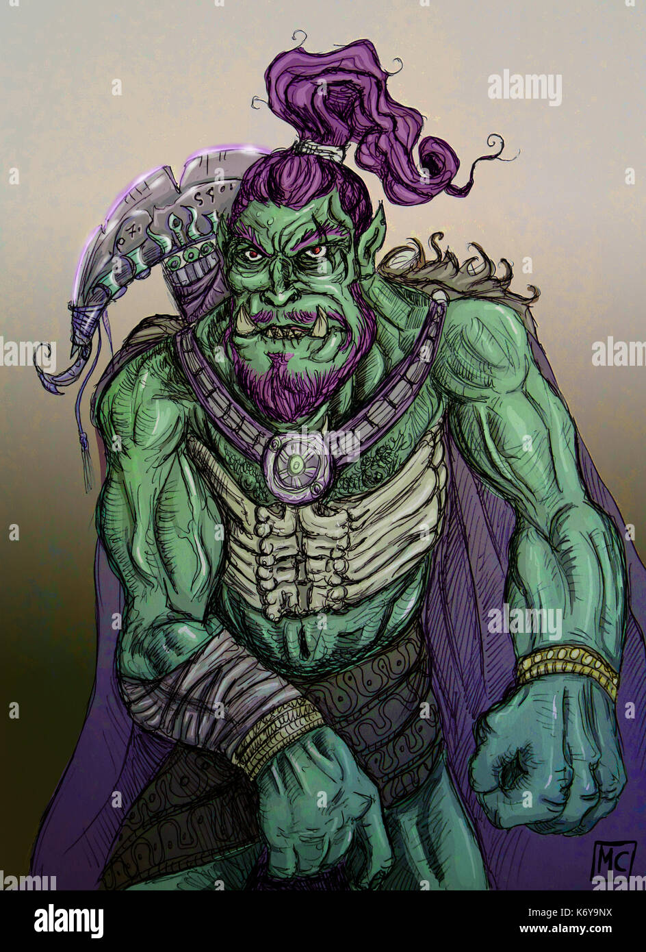 An illustration of a fantasy Orc character Stock Photo