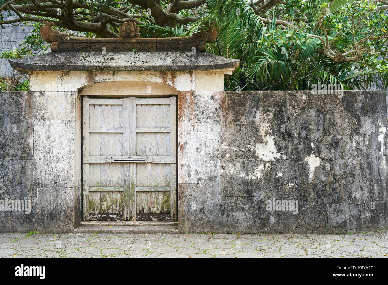 ancient gate in Shuri Castle, Naha, Okinawa, Japan Stock Photo
