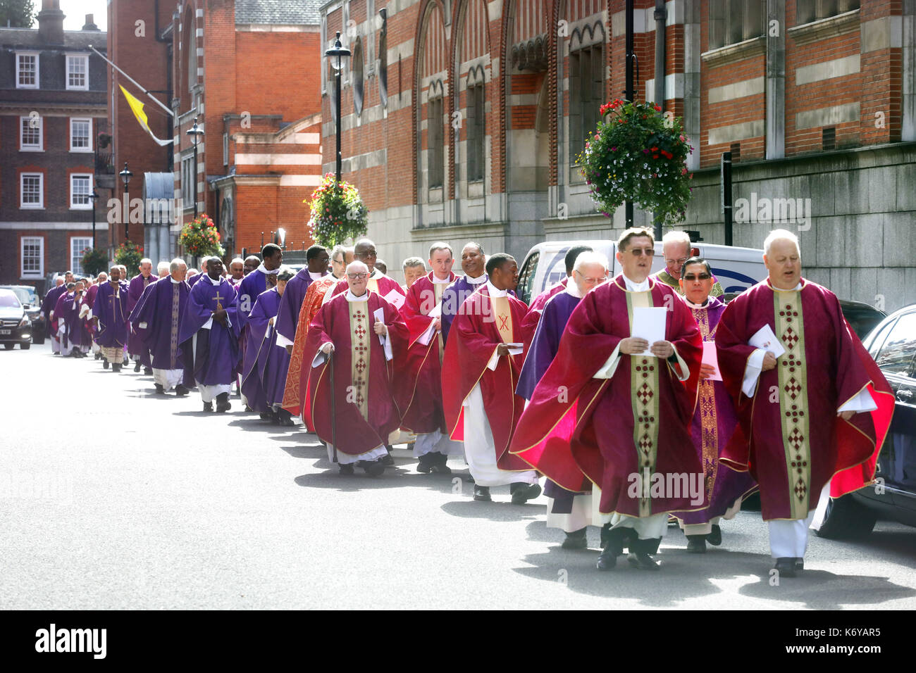 Cardinal Cormac Murphy-O'Connor funeral procession Westminster Cathedral Stock Photo