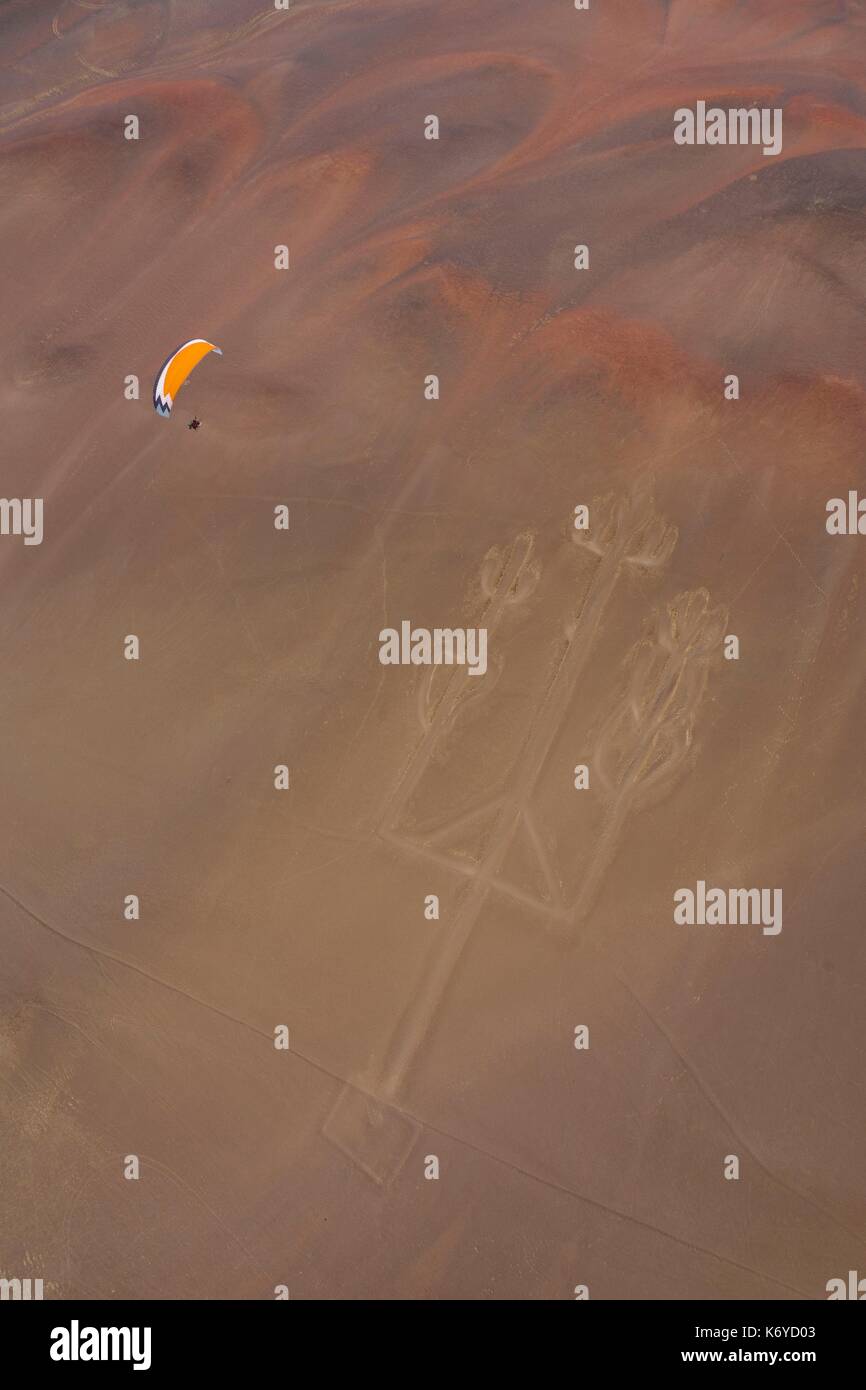 Peru, Ica region, Pisco, Candelabra of Paracas, geoglyph (aerial view