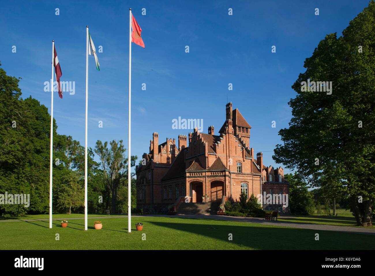 Latvia, Western Latvia, Kurzeme Region, Tukums, Jaunmoku Castle Stock Photo