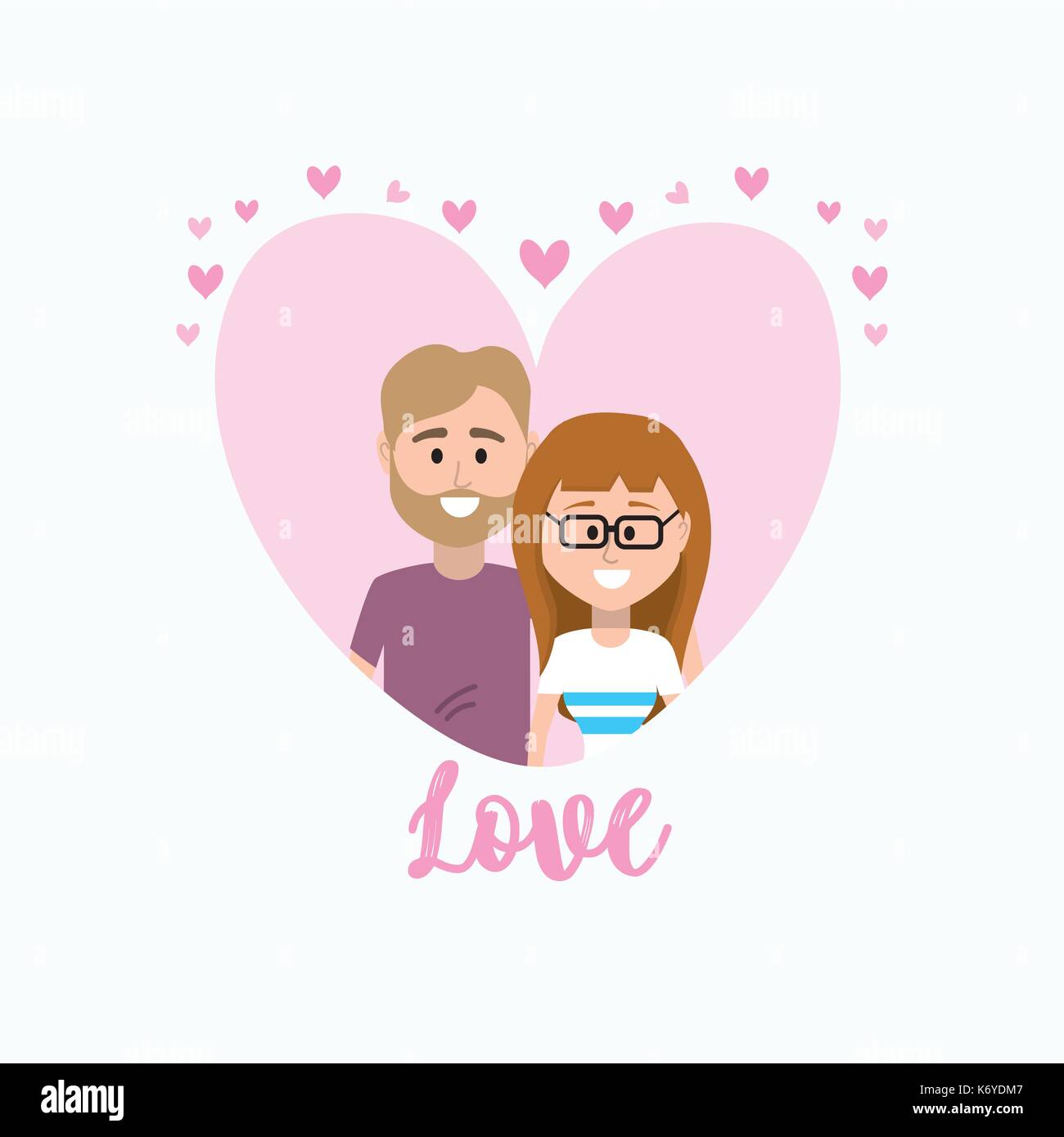 cute romantic couple inside heart design Stock Vector Image & Art - Alamy