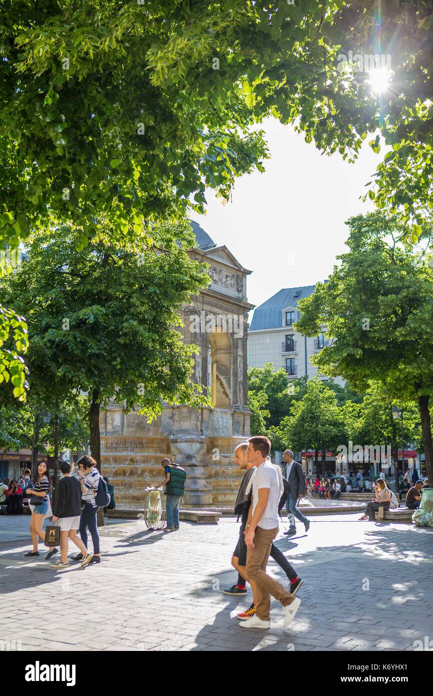 France, Paris, Les Halles district, the fountain of the Innocents Stock Photo
