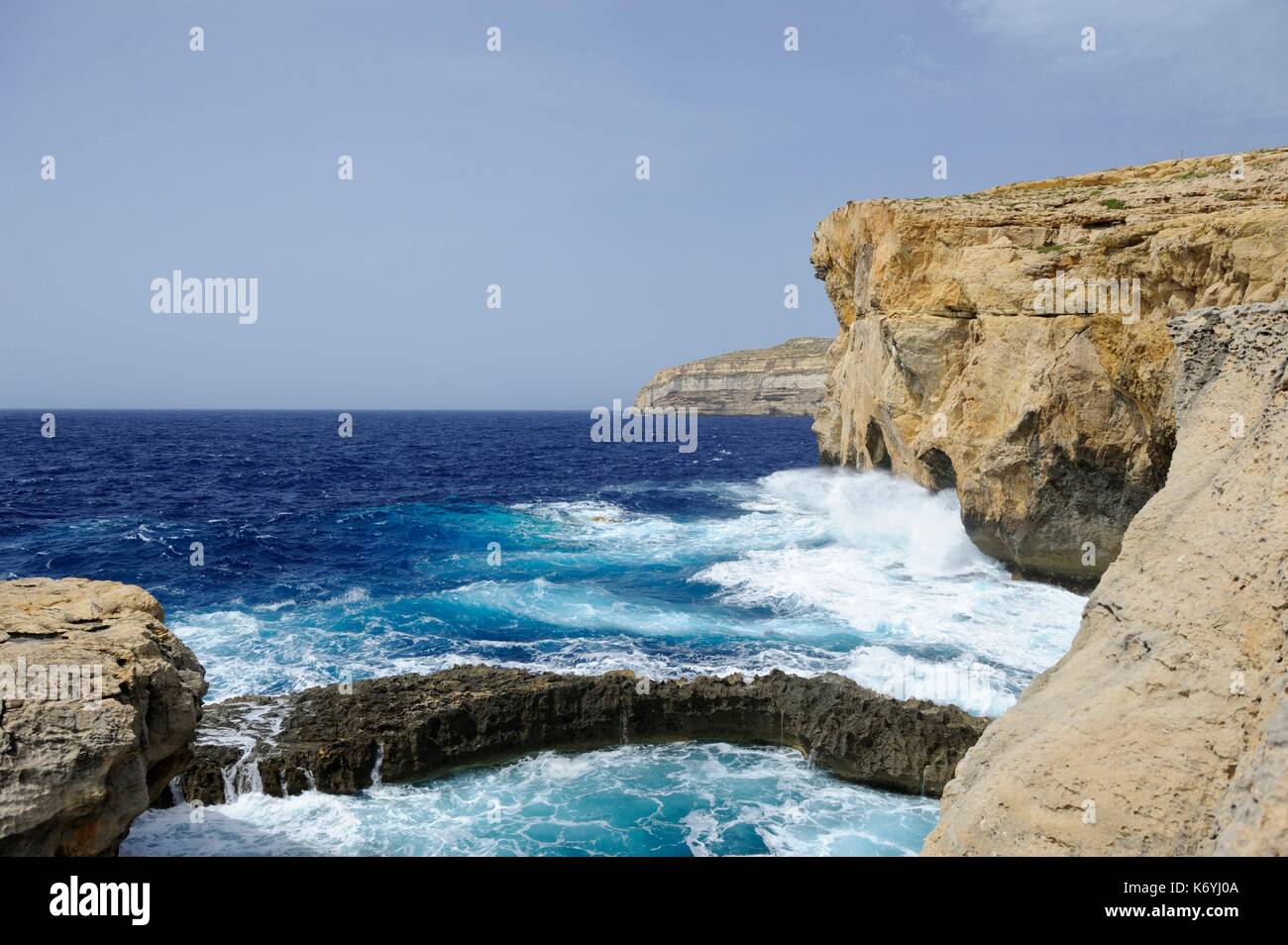 Malta, Gozo island, area of the natural arch of Azure Window collapsed
