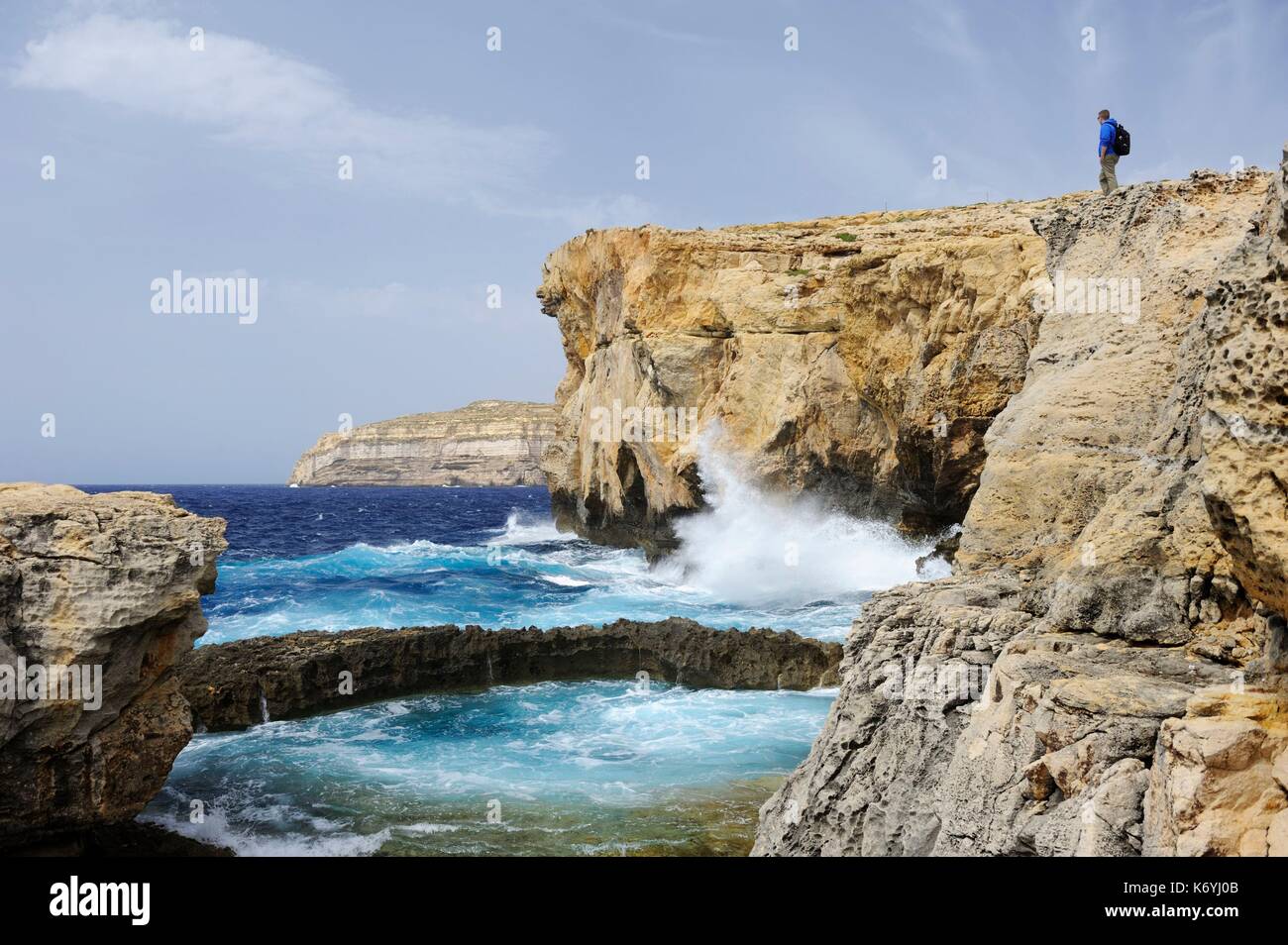 Malta, Gozo island, area of the natural arch of Azure Window collapsed