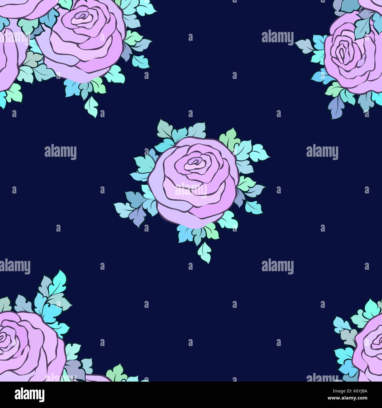 Floral Decorative Bright Wallpaper With Cute Roses Seamless Pattern