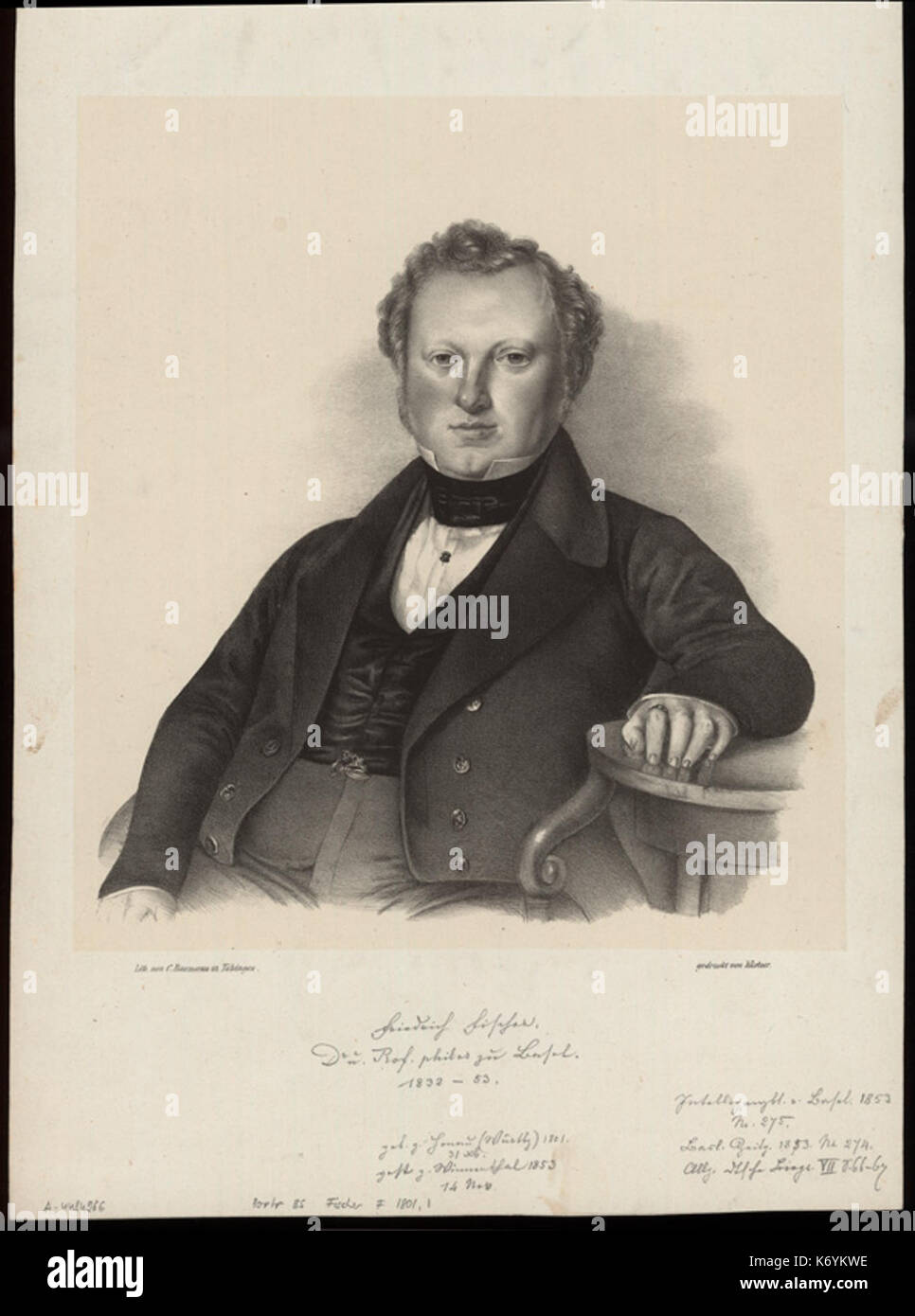 Friedrich Fischer (geb. 31. Dezember 1801 in Honau, gest. 14. November 1853 in Winnenden) Stock Photo