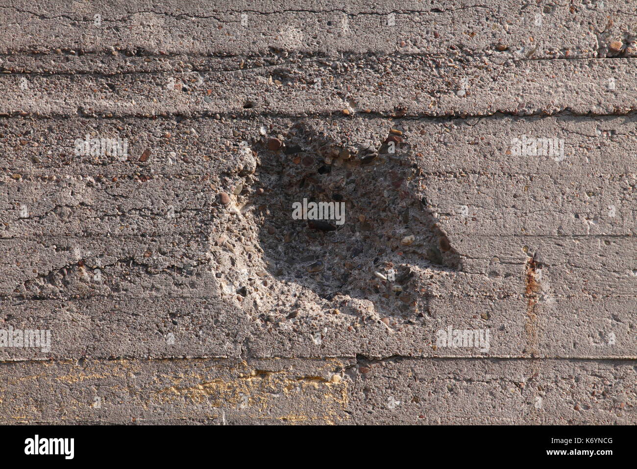 shot hole on a air defence bunker Stock Photo