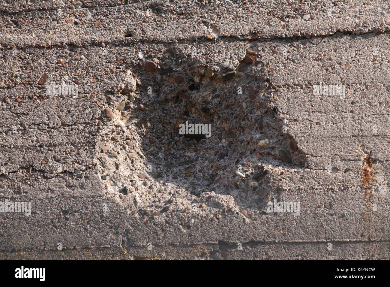 shot hole on a air defence bunker Stock Photo