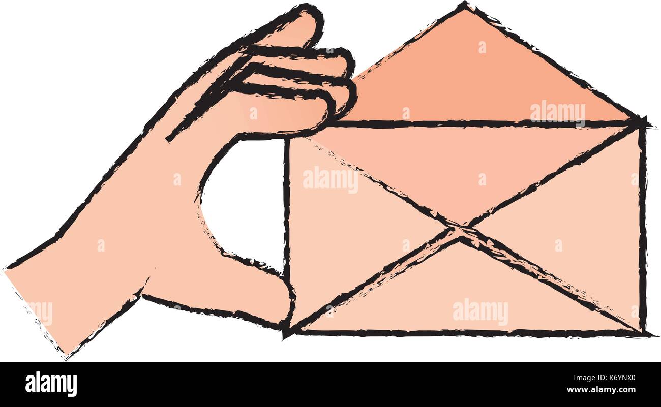 hand human with envelope mail isolated icon Stock Vector Image & Art ...