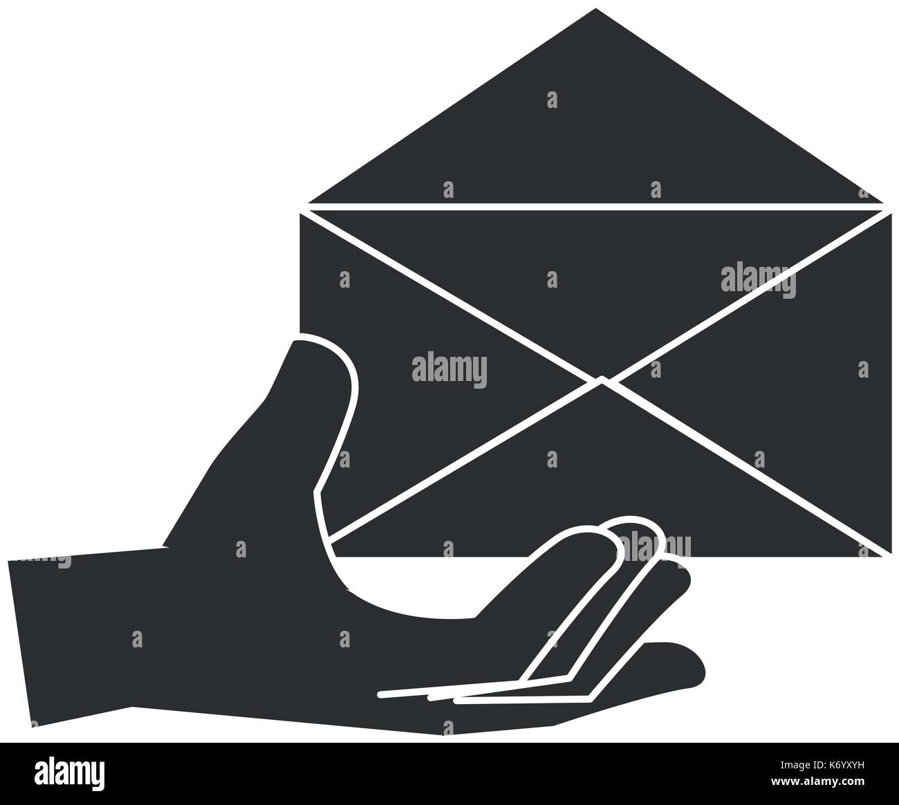 hand human with envelope mail isolated icon Stock Vector Image & Art ...