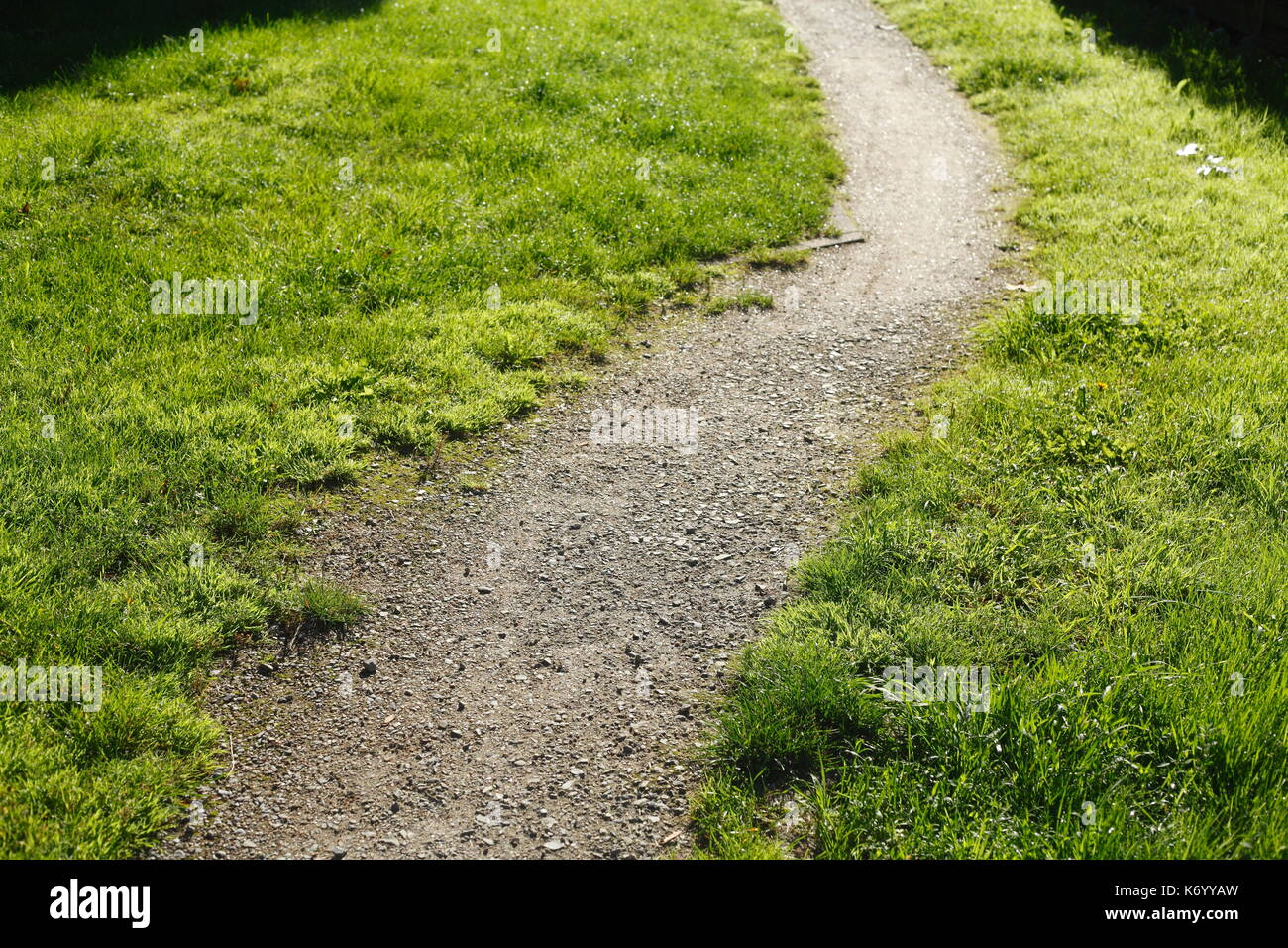 Grit way, footpath and meadow Stock Photo