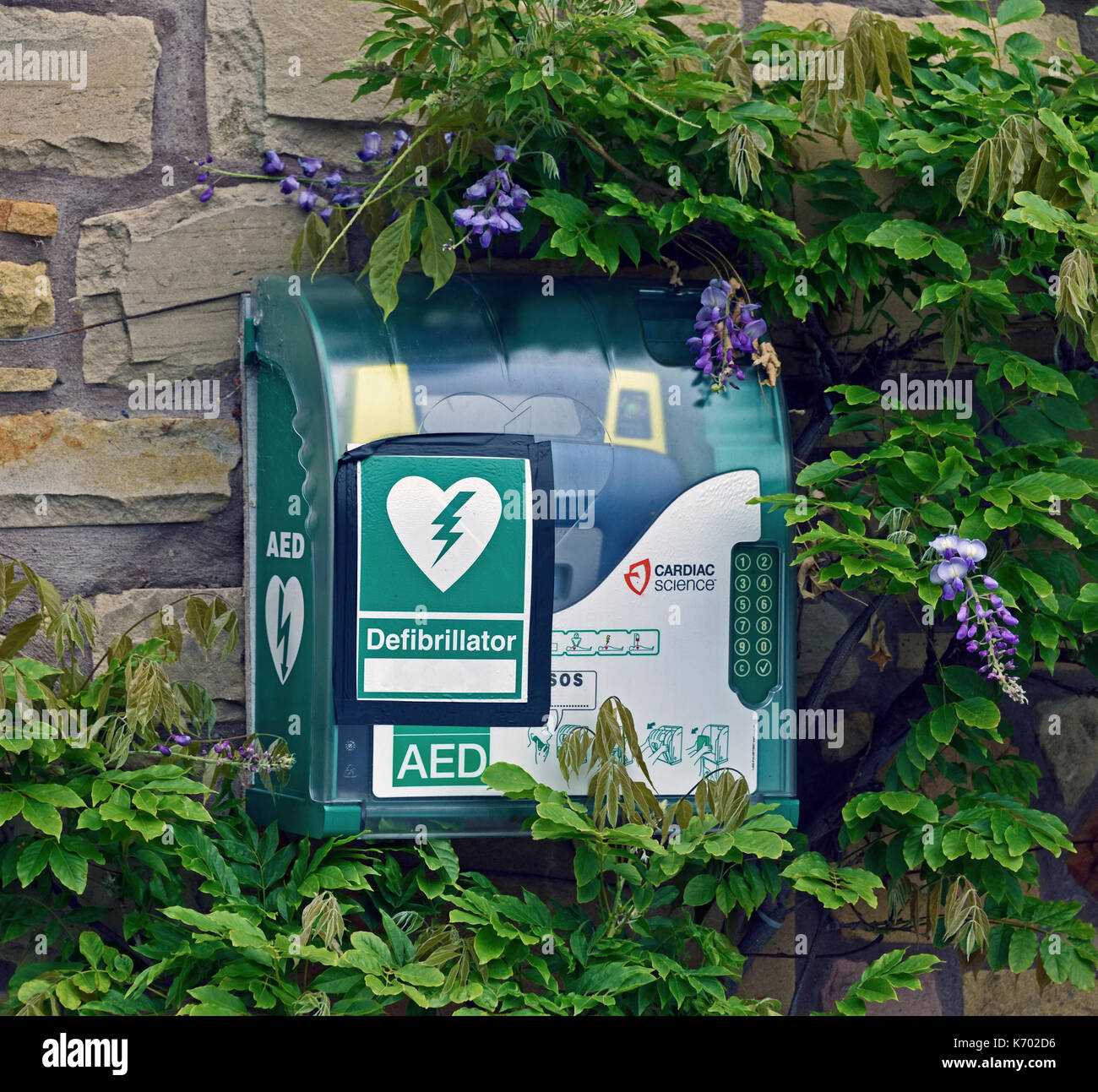 AED Cardiac Defibrillator. Kirk Yetholme, Scottish Borders, Scotland, United Kingdom, Europe