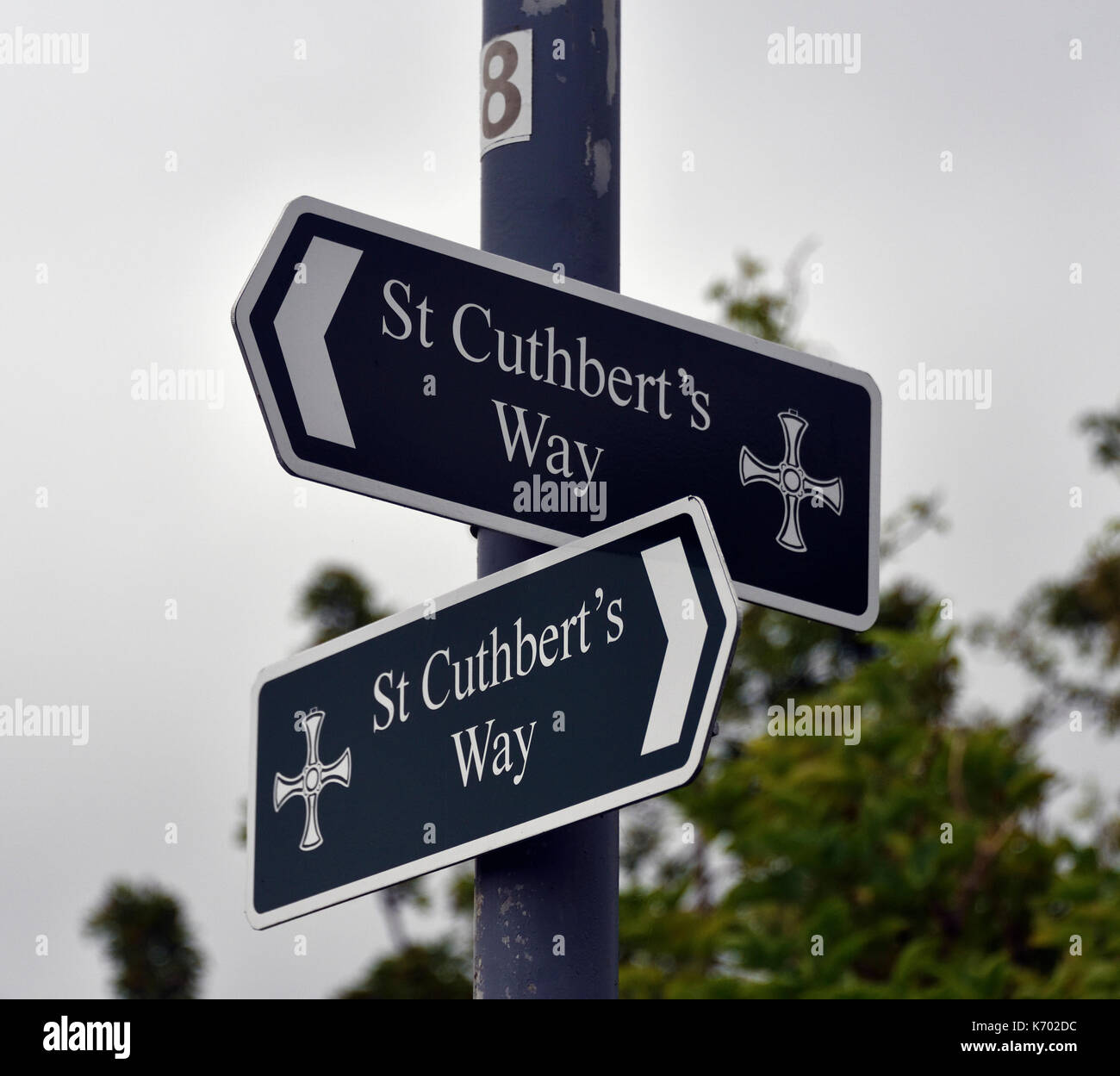 Fingerpost, St Cuthbert's Way.Kirk Yetholme, Scottish Borders, Scotland, United Kingdom, Europe. Stock Photo