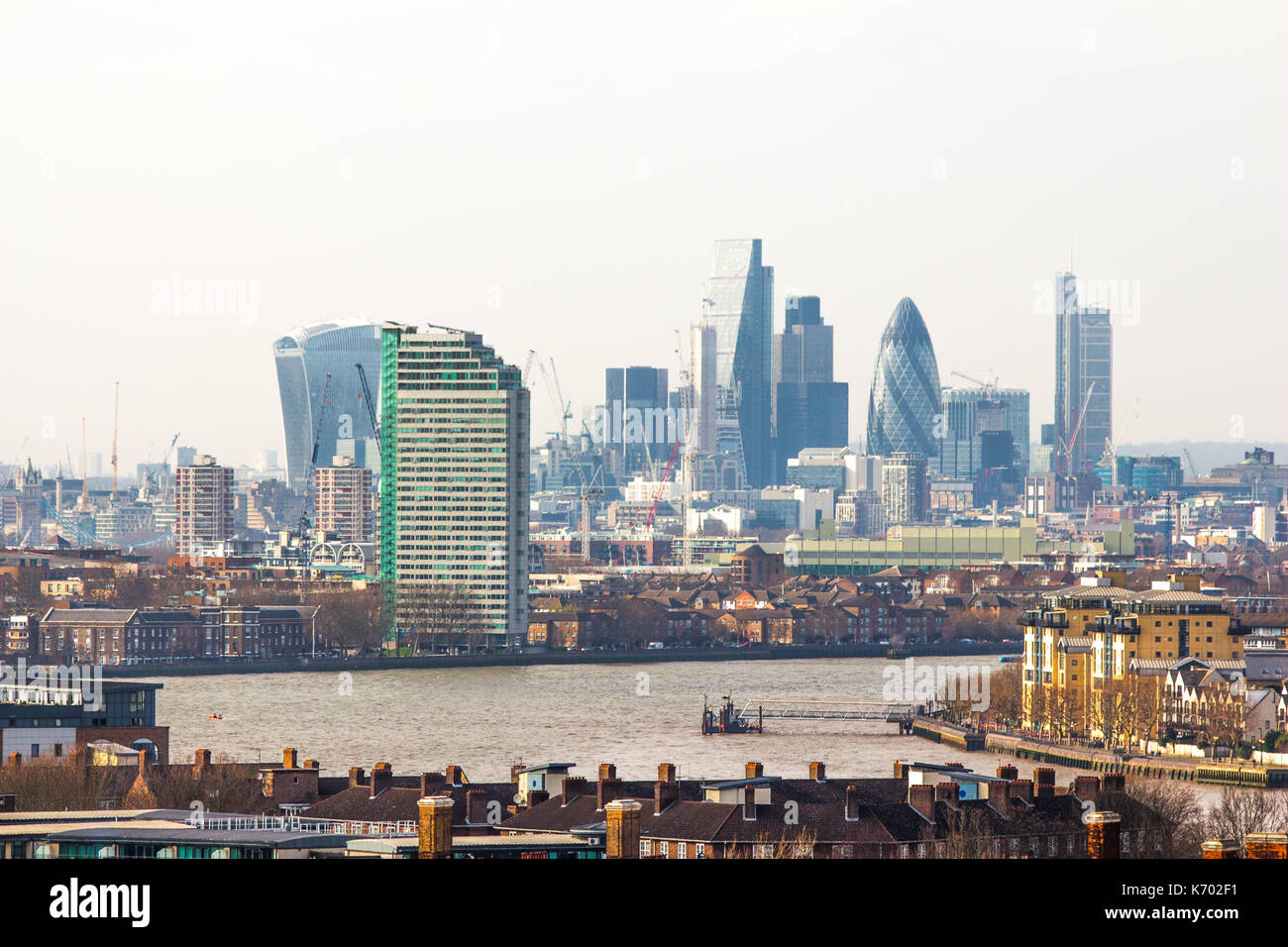 The view over central London from Greenwich Park Stock Photo