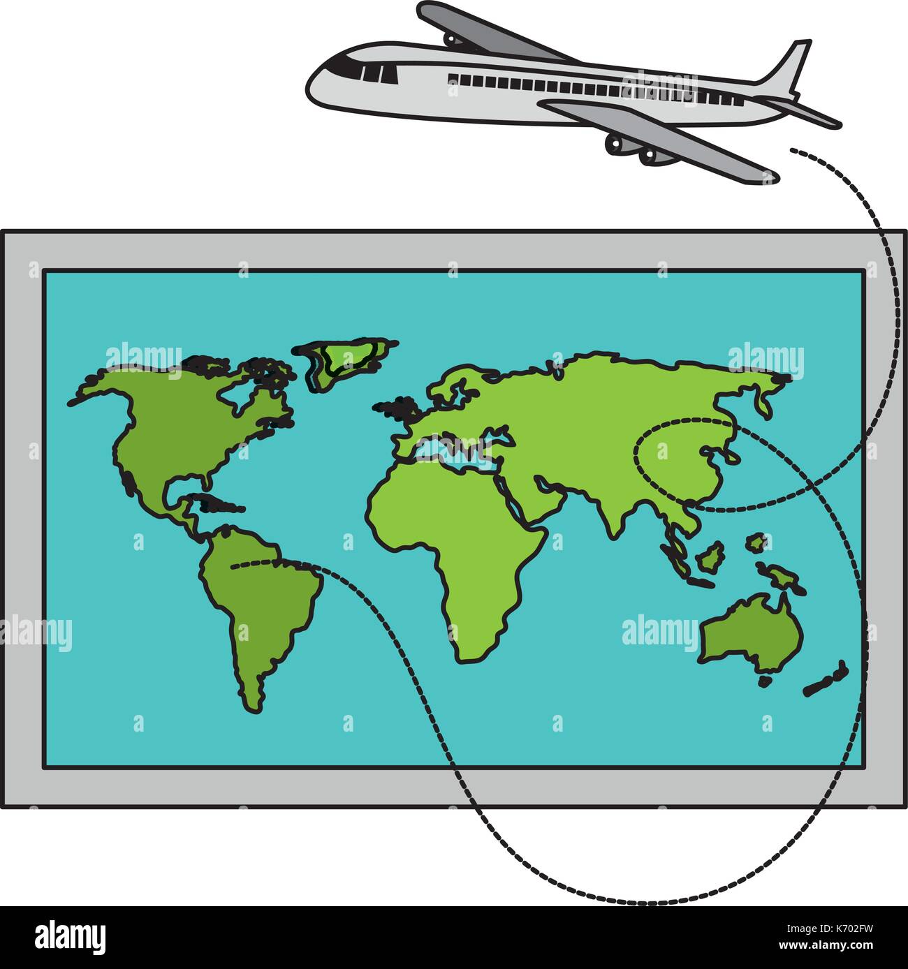 world paper map with airplane Stock Vector Image & Art - Alamy