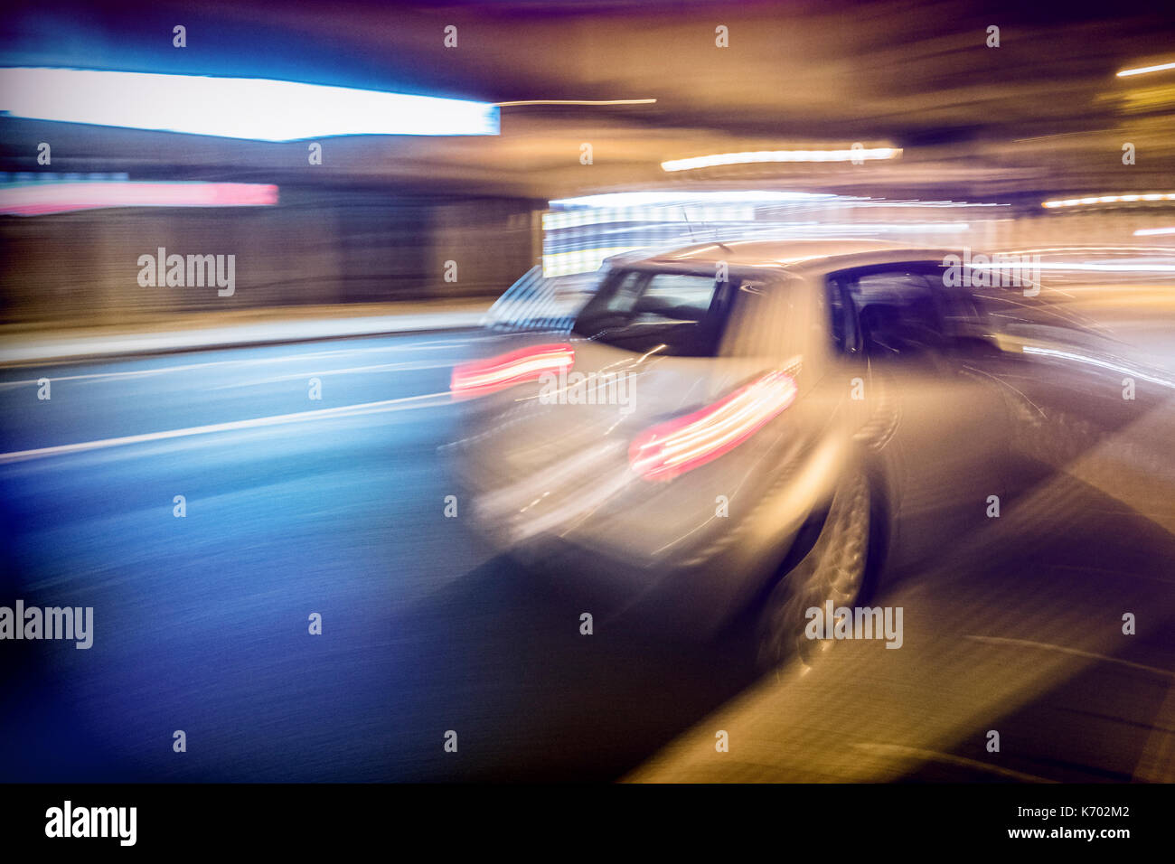 Car at full speed, blur selective, conceptual image Stock Photo