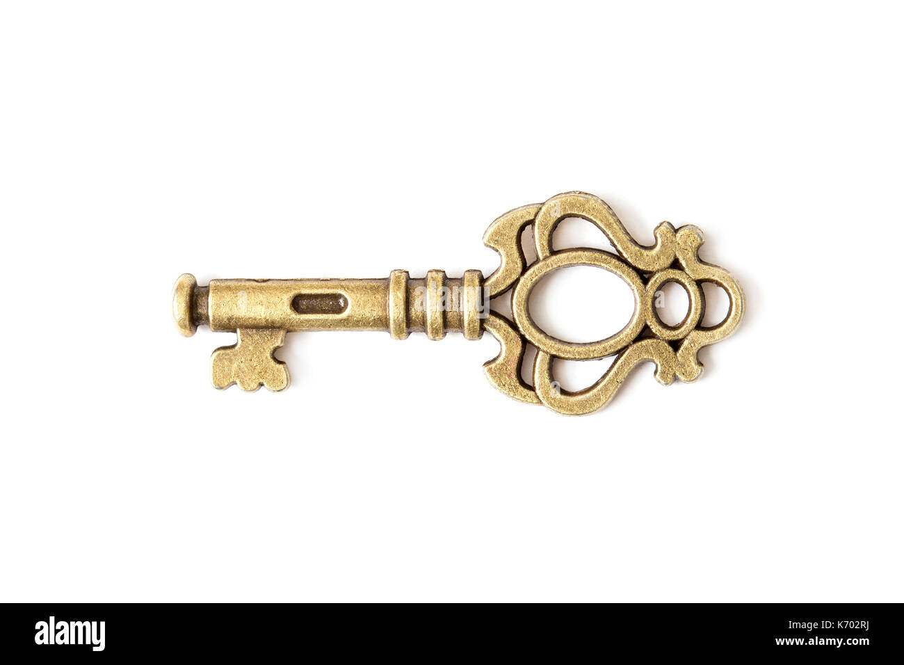 View at vintage metal key isolated on the white background Stock Photo ...