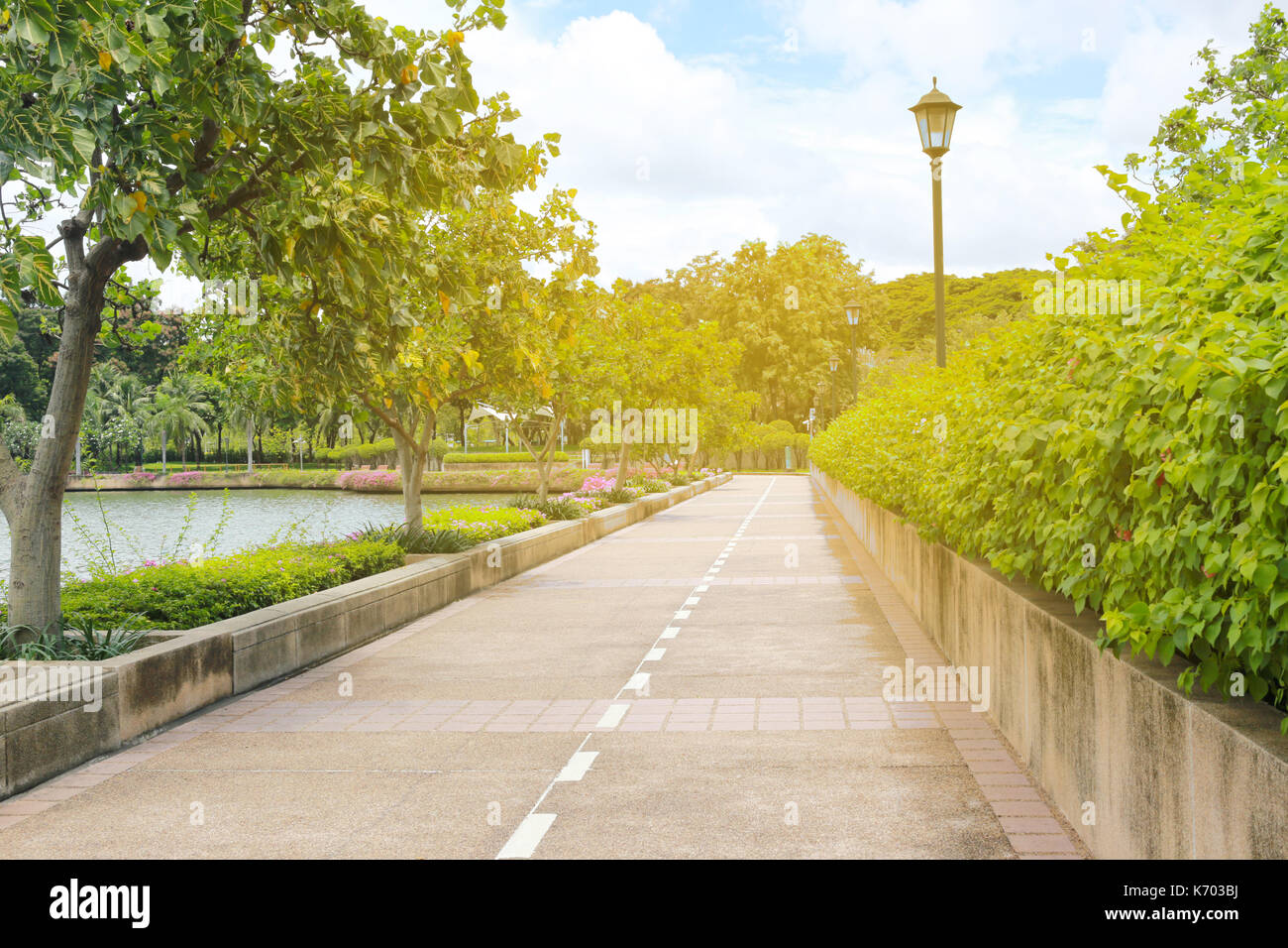 Urban parks or public benjakiti park and sunshine in the morning,garden City Popular vacation destinations of Bangkok,Thailand. Stock Photo