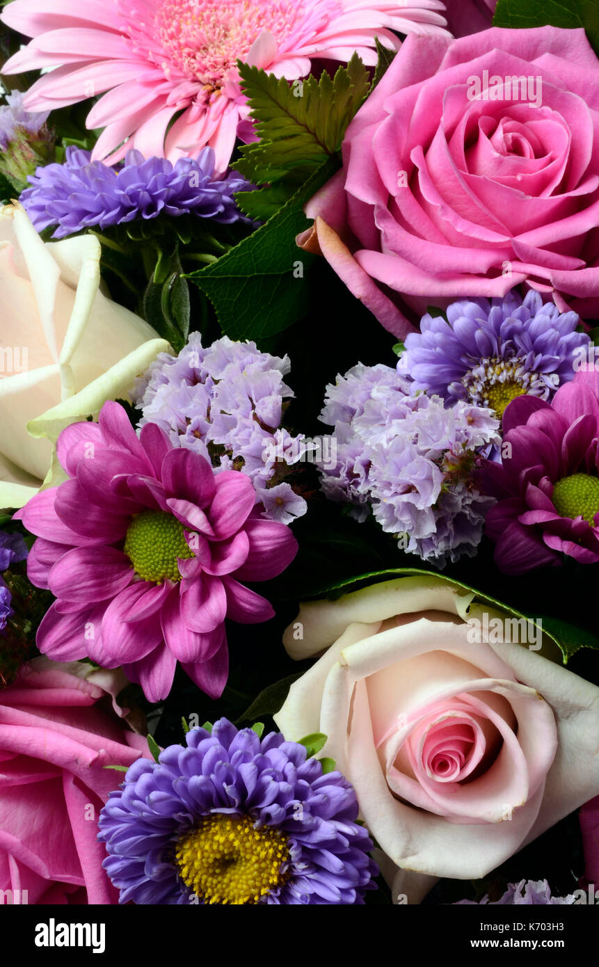 Flowers bouquet, pink and purple, for background Stock Photo - Alamy