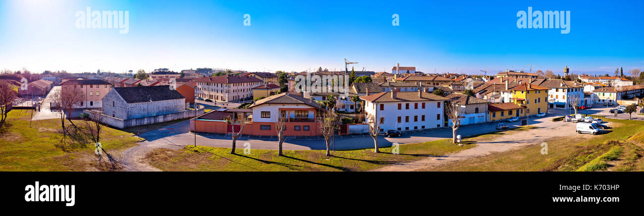 Town of Palmanova skyline panoramic view from city defense walls, Friuli Venezia Giulia region of Italy Stock Photo