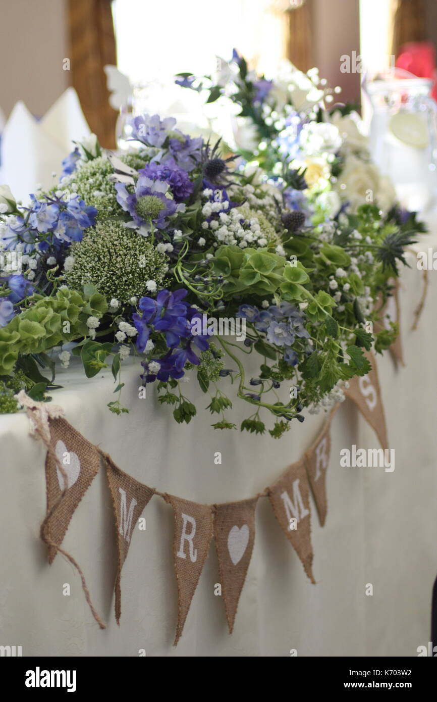 Purple wedding reception Stock Photo