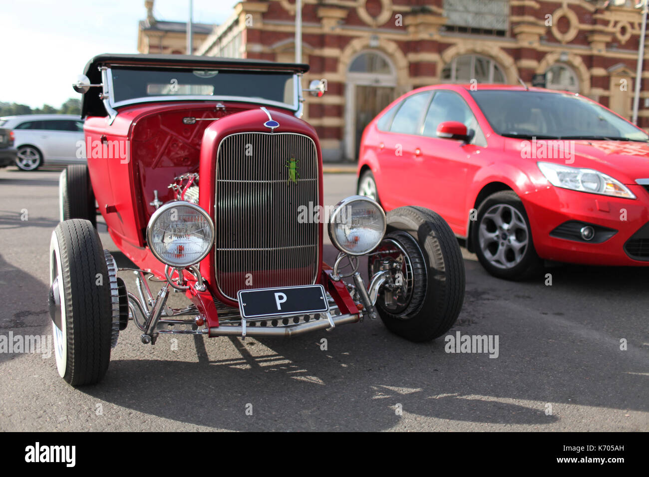 Classic 1932 Ford Hot Rod. Roadster past and present Stock Photo