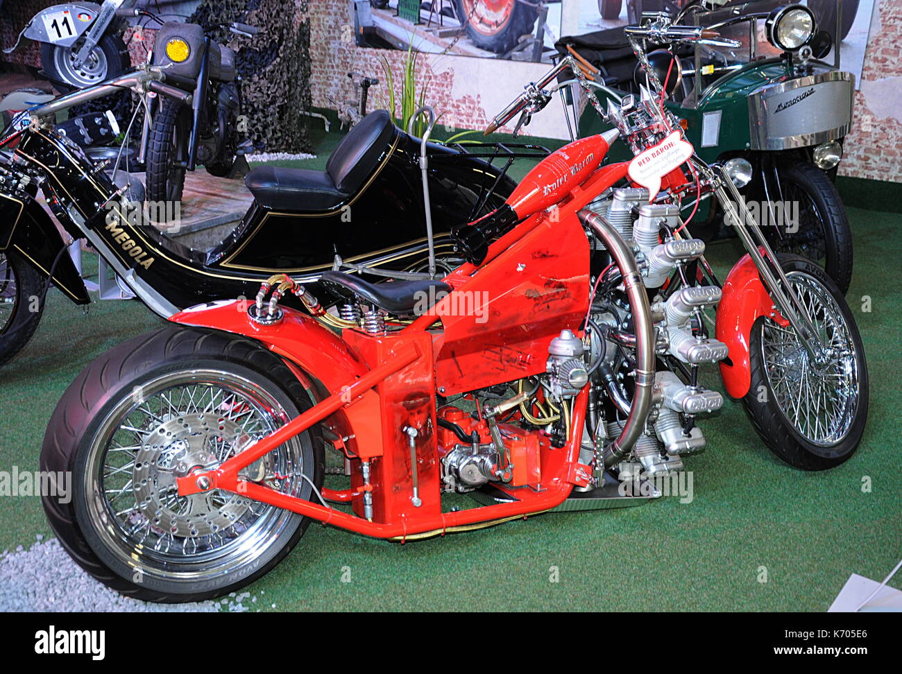 Custom Motorbike with Rotary Engine Stock Photo