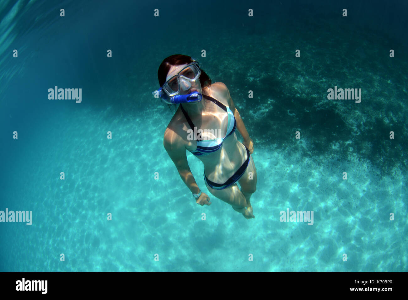 Women snorkelling in Menorca at Cala Blanca Stock Photo