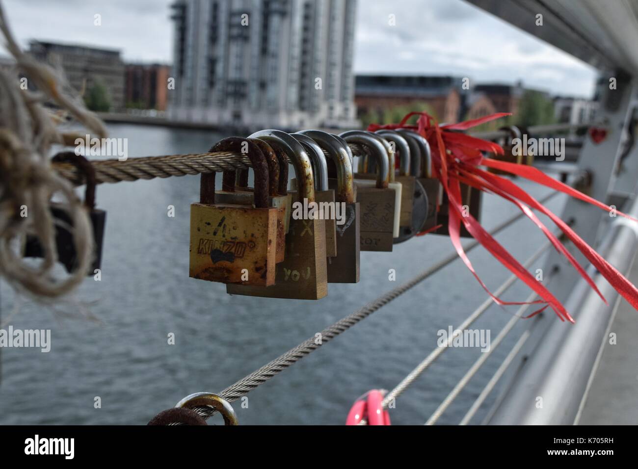 Love locks in Copenhagen Stock Photo