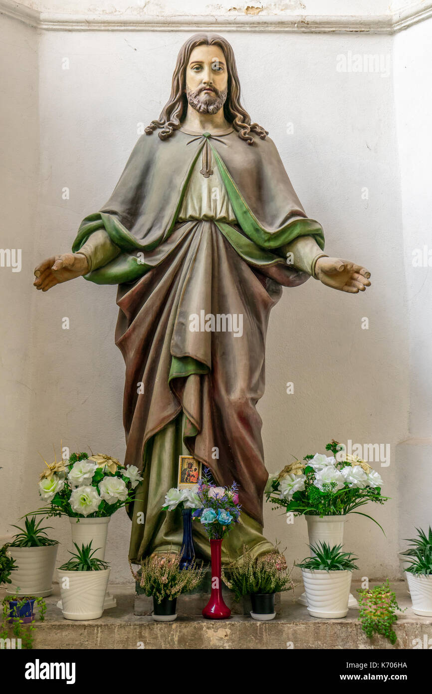Jesus sculpture inside the St. Elizabeth Church (Kościół Garnizonowy pw. Św. Elżbiet) in Wroclaw, Poland Stock Photo
