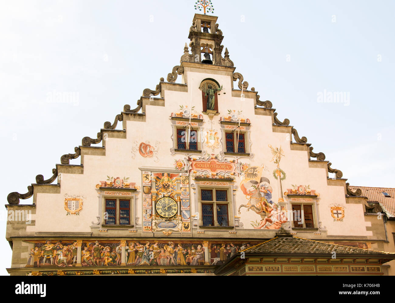 Detail of the 15th-century Alte Rathaus or Old Town Hall at Lindau on the Bodensee (Lake Constance), Germany Stock Photo