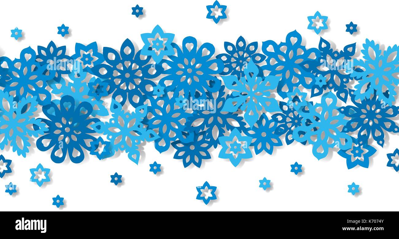 Seamless border snowflakes isolated on white background Stock Vector ...