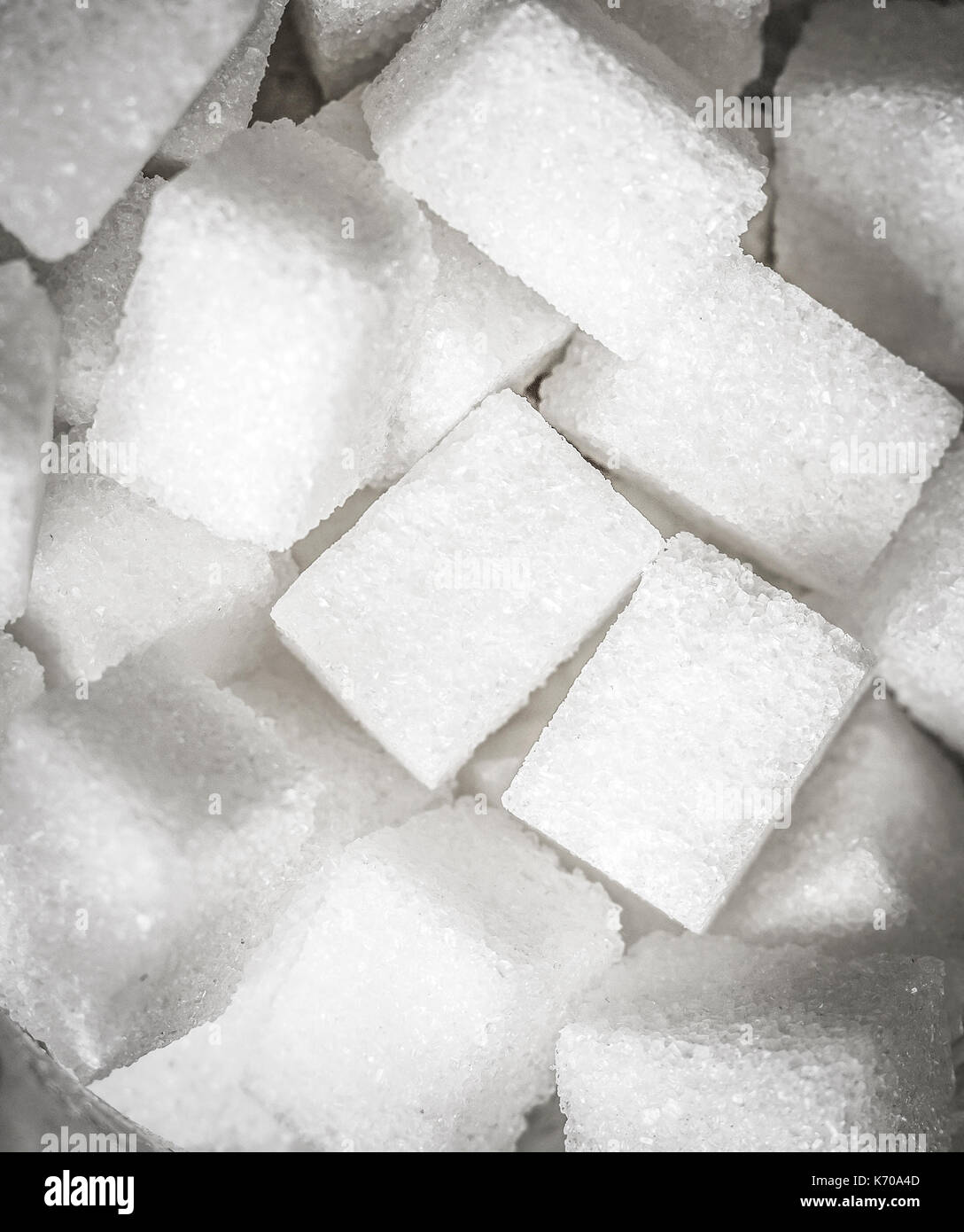White Sugar cubes closeup. Stock Photo