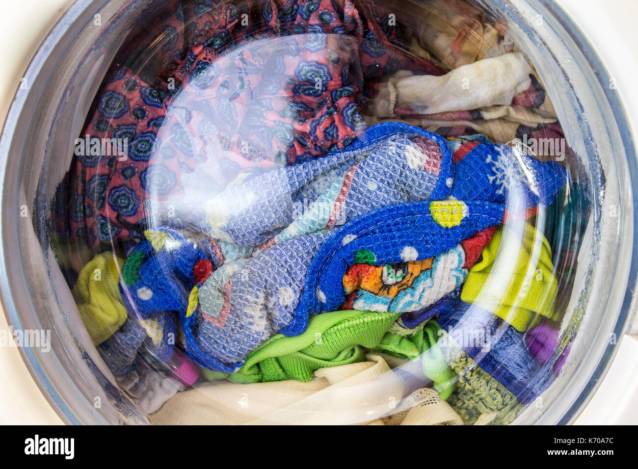 Linen closeup washed in the washing machine Stock Photo Alamy