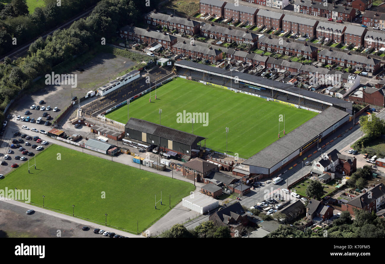 aerial view of Castleford Tigers RLFC, West Yorkshire, UK Stock Photo