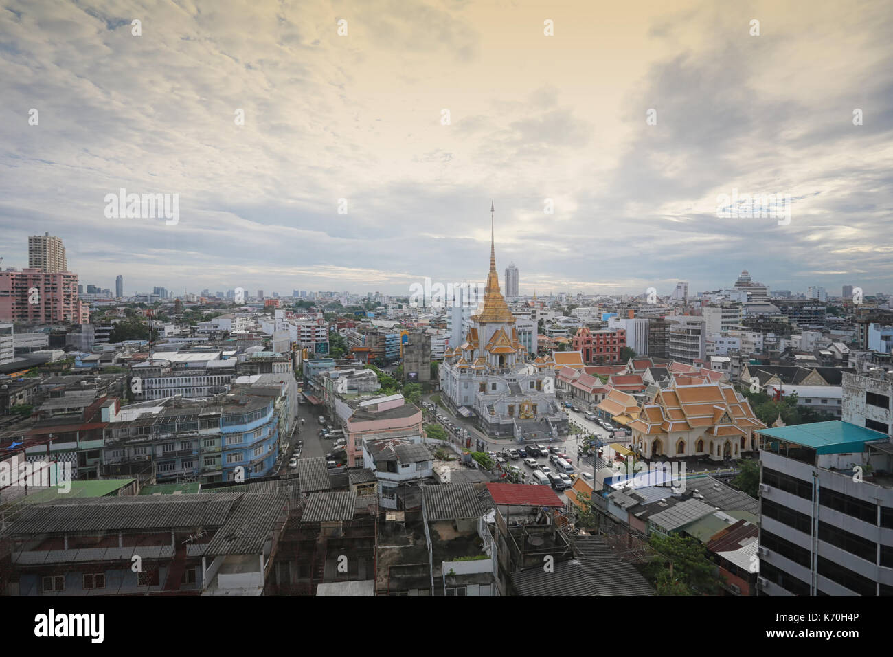 Wat Traimit in day time of Bangkok,Popular religious sites in Thailand. Stock Photo