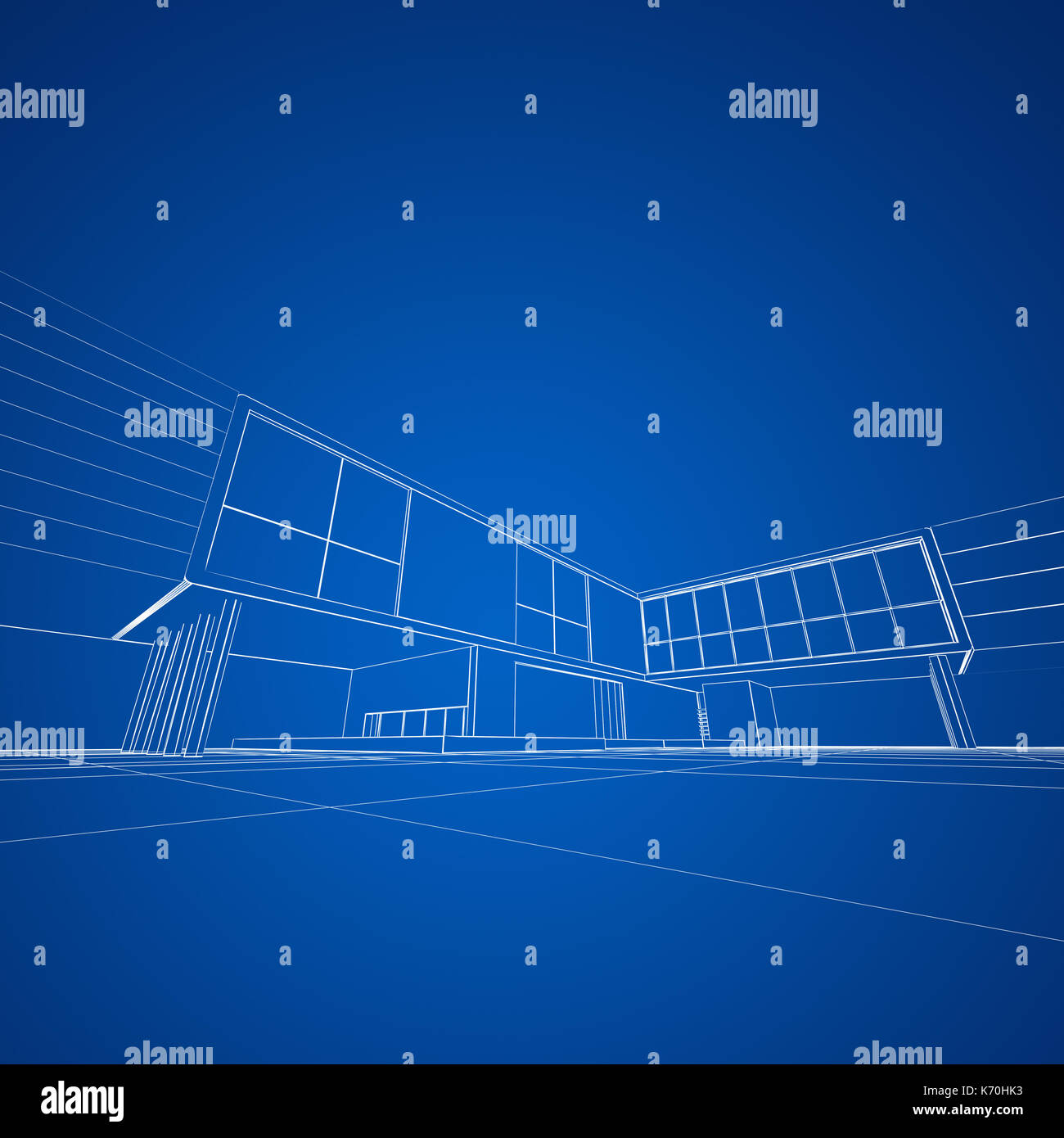 Modern blueprint 3d rendering Stock Photo