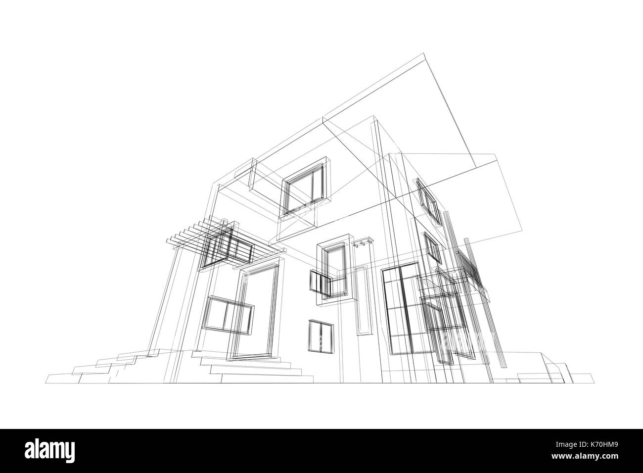 Blueprint 3d rendering construction Stock Photo - Alamy