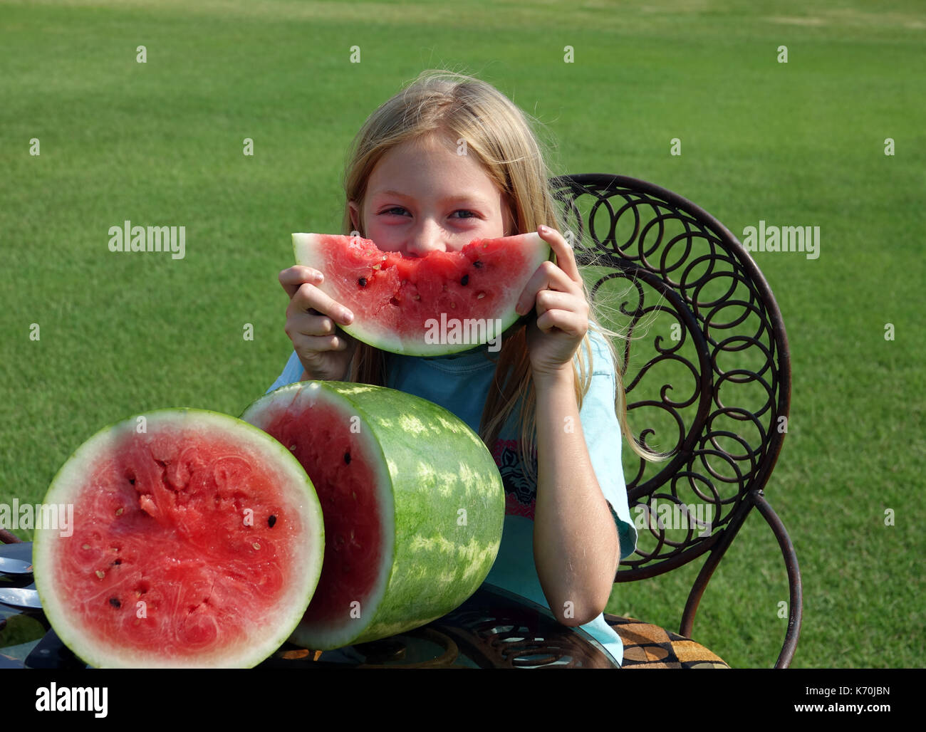 Children love watermelons! Stock Photo Alamy