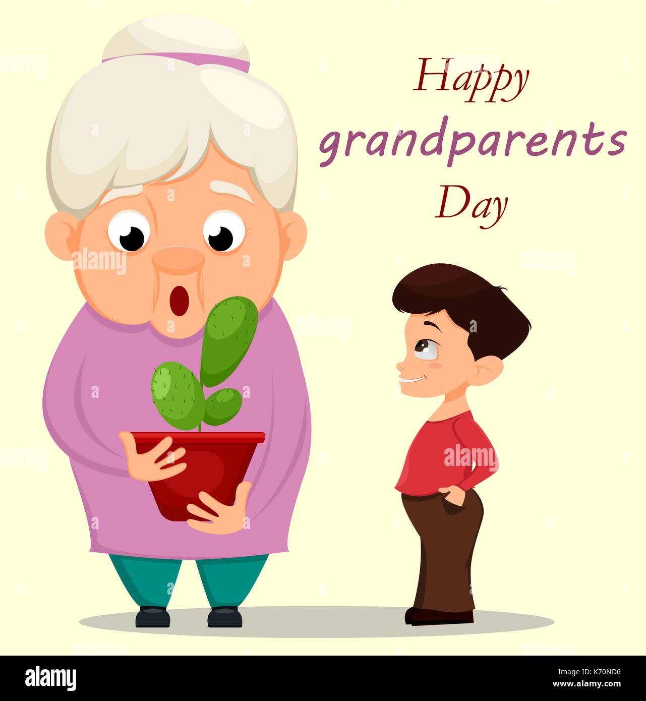 Granny With Grandson Stock Vector Images Alamy