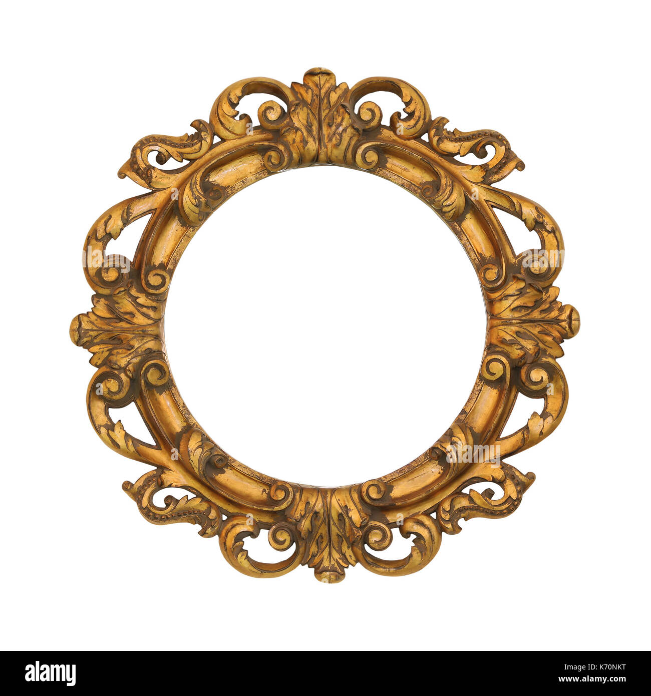 Oval golden baroque style frame isolated with clipping path included