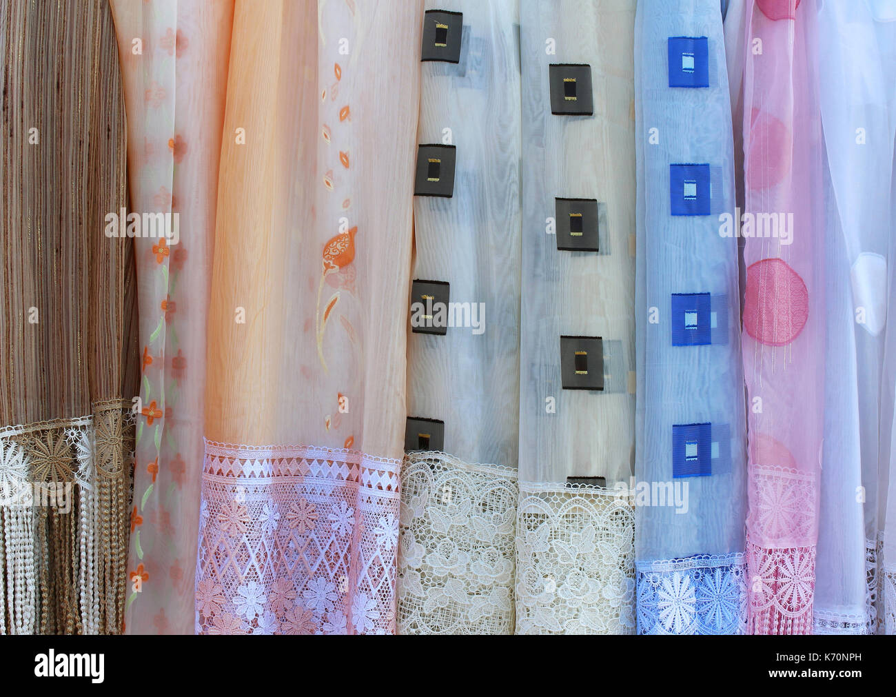 Sheer Materials Patterns For Retro Home Decor Drapes Stock Photo