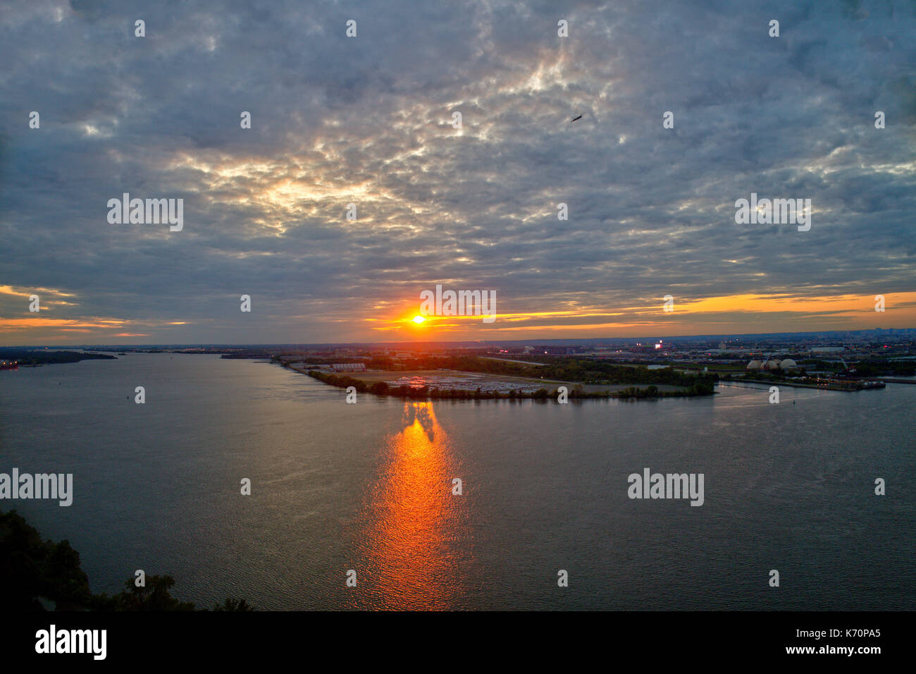 Aerial View of Sunset over Water Stock Photo - Alamy